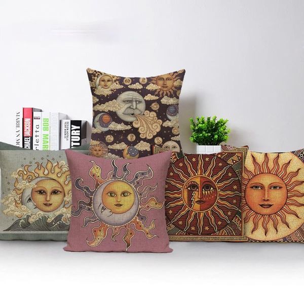 

cushion/decorative pillow picasso plain cushion covers sun moon god case cover linen yoga home decor rustic funda cojin vintage kussenhoes