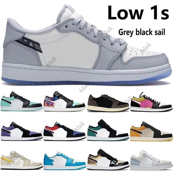 

1 low 1s jumpman basketball shoes grey black sail og sp n7 toe unc triple mens snekaers women trainers70fz