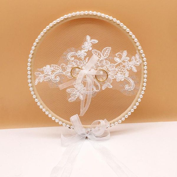 

party decoration 1pcs white wood lace round ring pillow holder cushion bearer engagement po props wedding decor proposal marriage