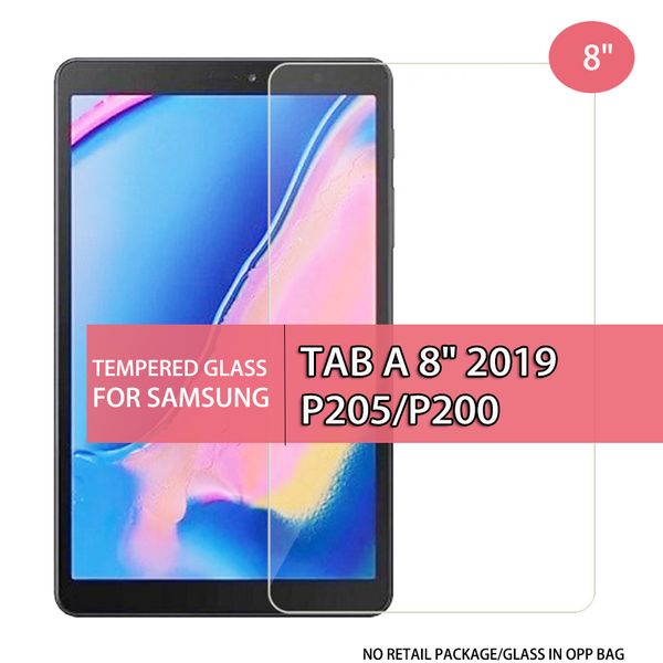Застреленное стекло планшета для Samsung Galaxy TTAB A 8 2019 P205 P200 8 дюймов стекло в мешок OPP