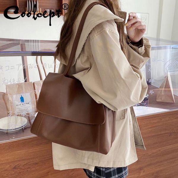 

evening bags coolcept simple women shoulder bag cover pu leather winter women's pouch cross body female messenger tote