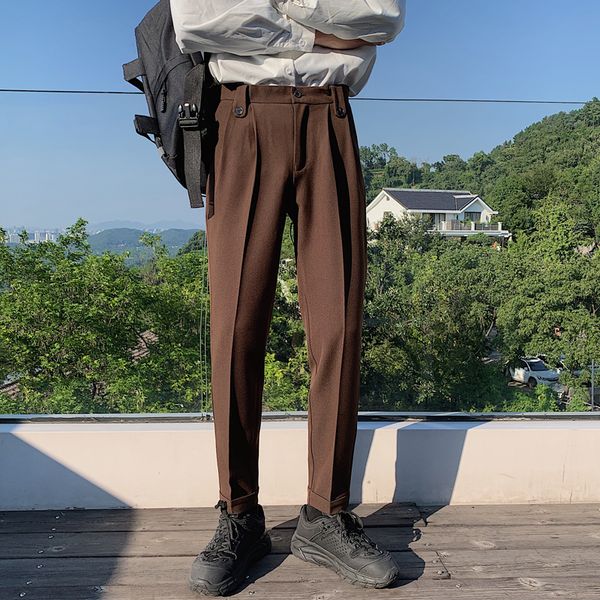 

2021 new men's leisure trouser suit casual pants formal 3 color business cotton waist tide western-style trousers big size 28-36 q1o5, Black