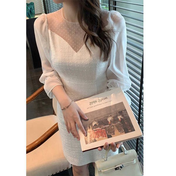 

luxury party evening dress 2021 autumn elegant temperament ol slim long sleeve celebrity mh stitched, White;pink