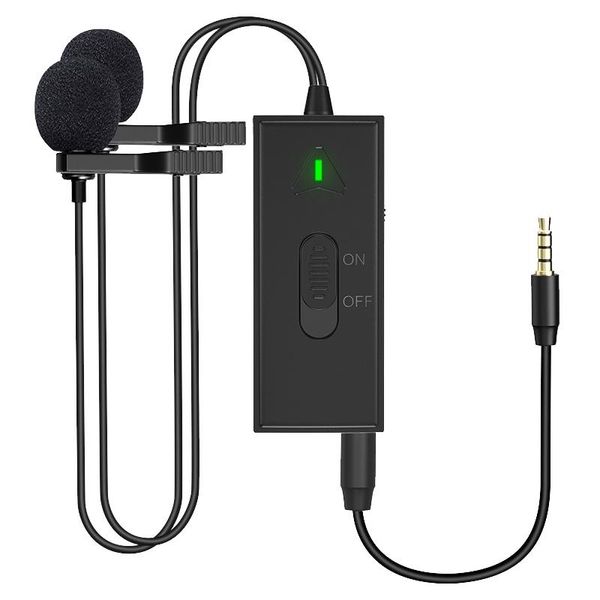 

dual head lavalier lapel microphone professional noise reduction recording mic with real-time monitoring
