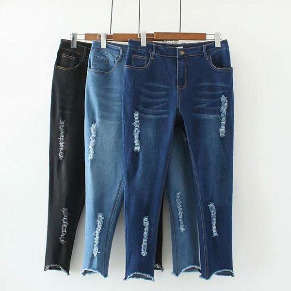 

women's jeans l2 autumn winter casual ankle-length 5xl plus size women clothing fashion loose stretch denim pencil pants 203, Blue