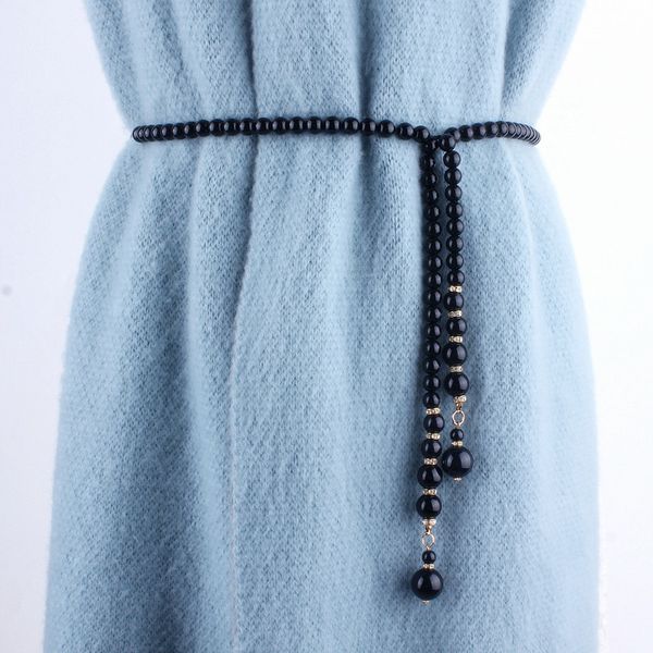 

fashion dress decorative waistband womens fine matching skirt diamond set pearl chain belt large size elastic waistband, Silver