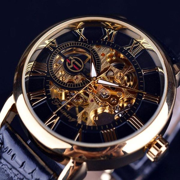 

wristwatches luxury mens steampunk skeleton stainless steel automatic mechanical wrist watch, Slivery;brown