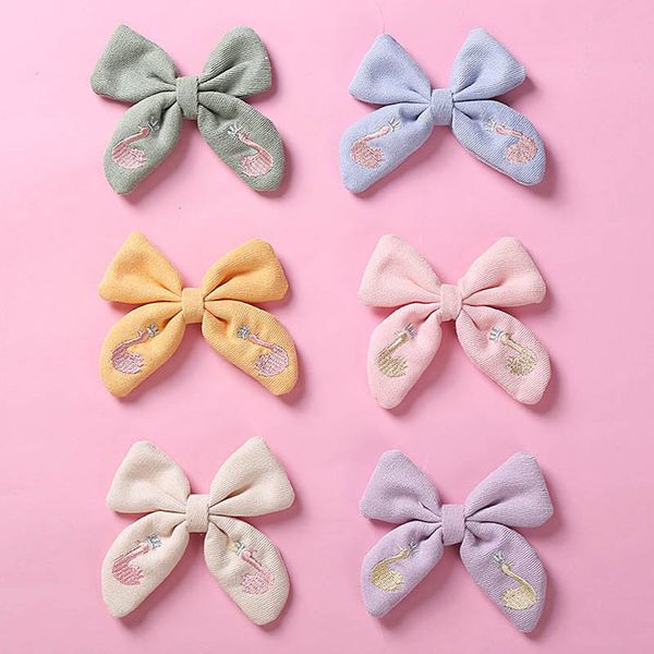 

girls hair accessories hairclips baby bb clip barrettes clips kids children headdress embroidered cotton bow cute b8220, Slivery;white