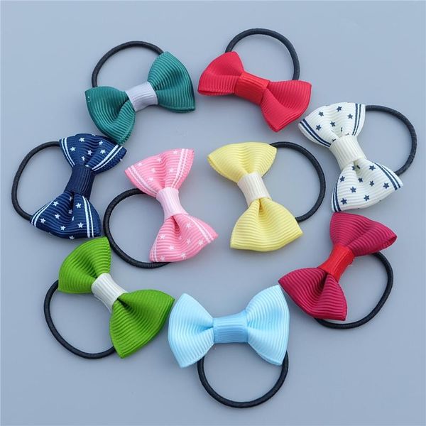 

hair accessories 10pcs/20pcs/set candy bow kids elastic bands girls princess headwear cute children ropes baby headdress, Slivery;white
