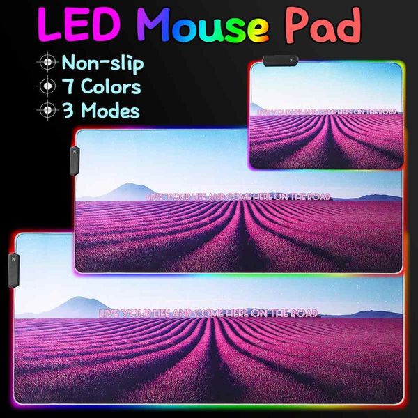 

mouse pads & wrist rests lavender rgb gaming pad non-slip large gamer computer mousepad desk for e-sport game pc lapdesktop