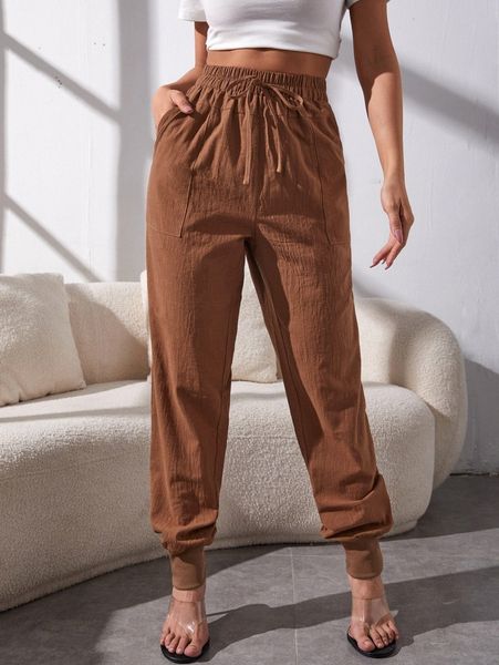 

slant pocket carrot pants 766o#, Black;white