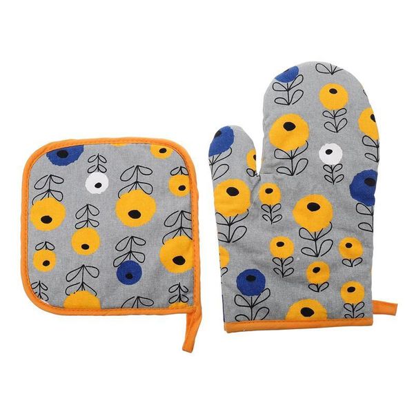 

oven mitts 2pcs/set non-slip cotton microwave gloves insulation mat pads potholder kitchen cooking baking tools