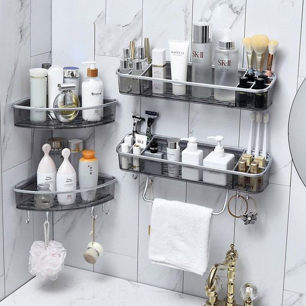

bath accessory set drainable bathroom shelf cosmetic towel storage rack with hooks wall shower corner organizer accessories
