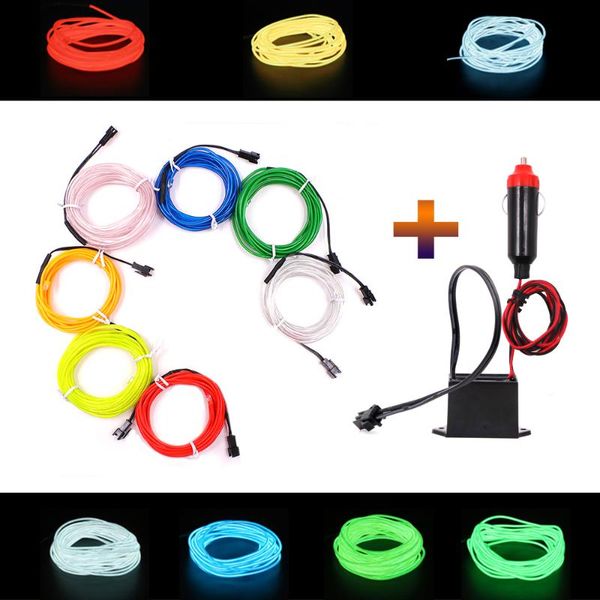 

strips 1m/3m/5m el wire waterproof led strip light neon glow line rope tube cable+12v drive party car clothing decoration