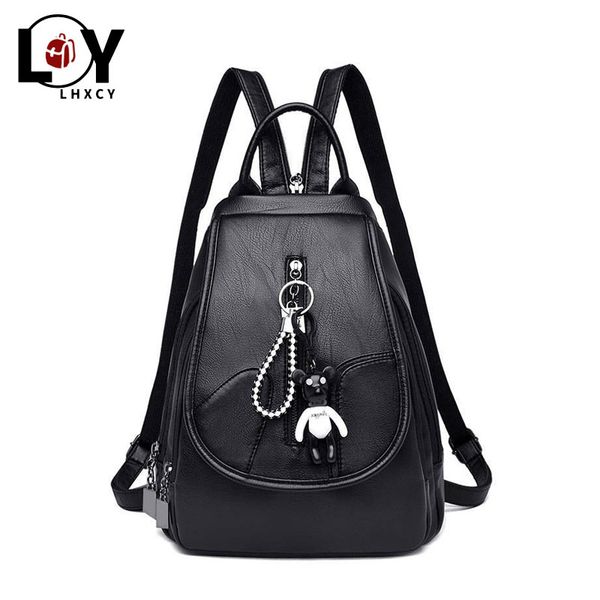 

casual backpack female brand leather women's backpack designer shoulder bags for women new travel backbag chest bag mochila 210303