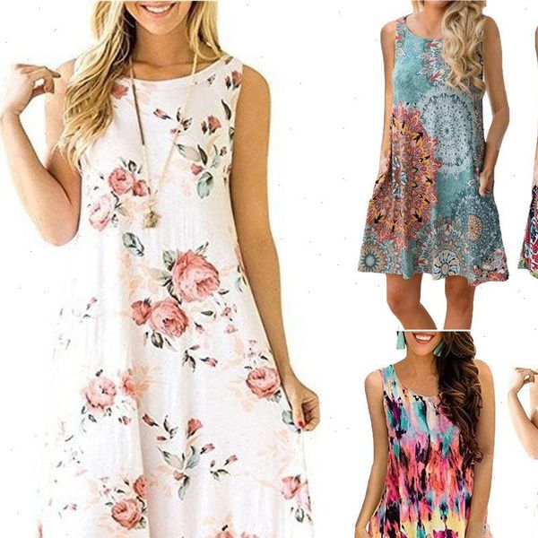 

plus size sleeveless summer dress women fashion boho dresses 2018 casual women loose dress sundress outfits fashion mini dress, Black;gray