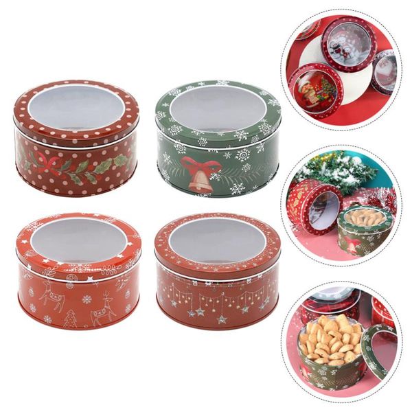 

gift wrap 4pcs round canisters with film adorable cartoon party candy jars cookie boxes