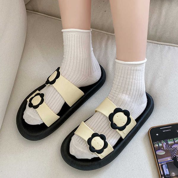 

2022 trampling on excrement female summer home bathroom bath antiskid couple thick soled cool slippers men, Black