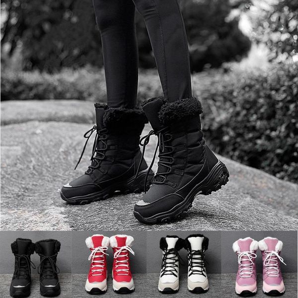 

boots women's winter warm fur outdoor plus velvet non-slip mid-tube platform thick-soled female comfort snow short #40, Black