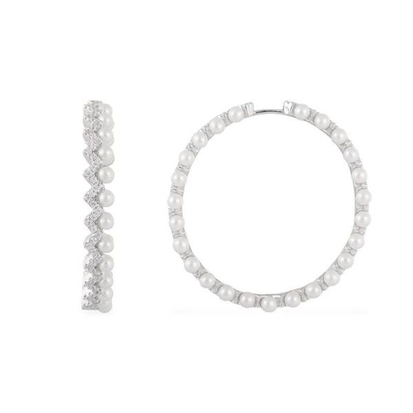 

stud female inlaid pearl earrings round geometric monaco style romantic jewelry, Golden;silver