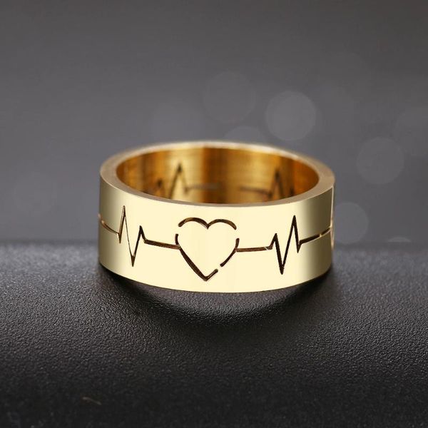 

wedding rings 2021 titanium steel ecg ring men's rock punk stainless gold silver party ladies fashion tail couple jewelry gift, Slivery;golden