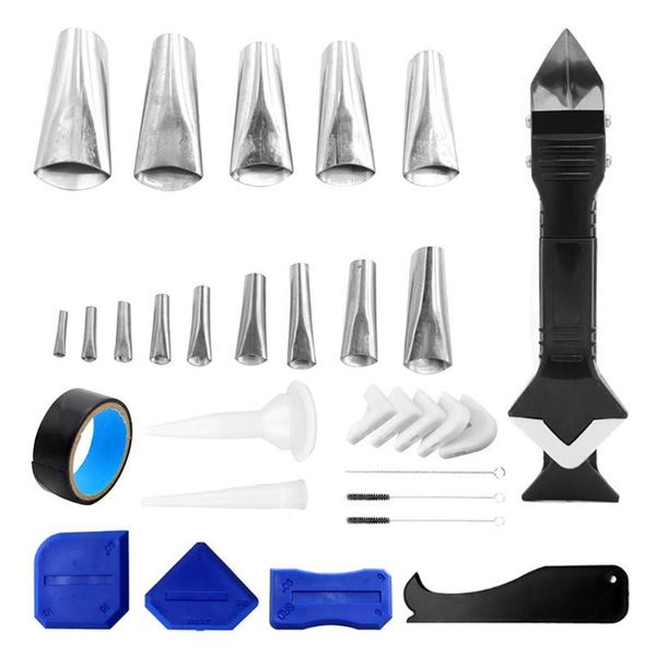 

professional hand tool sets 31pcs caulking finishing sealant grout stainless steel caulk nozzle scraper brush finisher spatula kit kitchen