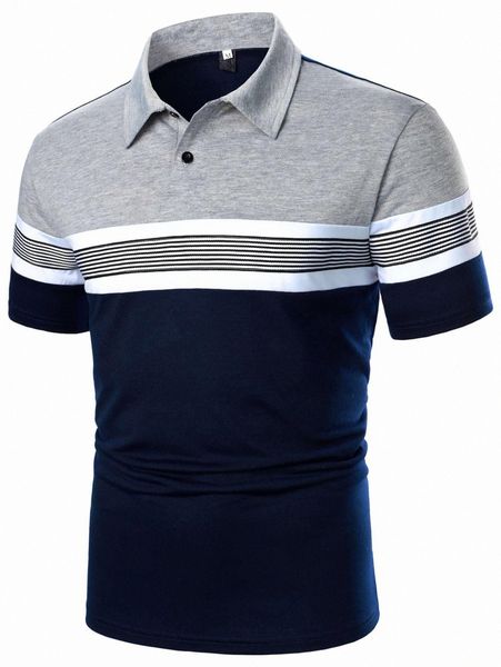 

men striped half button polo shirt f6c4#, White;black