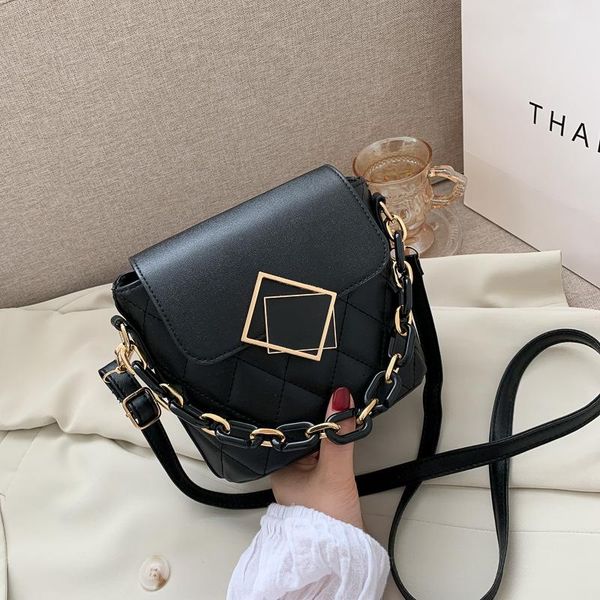 

evening bags fashion lattice pattern crossbody bag women acrylic chain bucket handbag female solid color pu leather shoulder messenger pouch