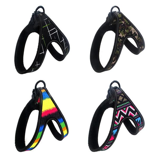 

dog collars & leashes no-pull pet harness adjustment colorful pattern training walking vest safe travel supplies for small medium dogs