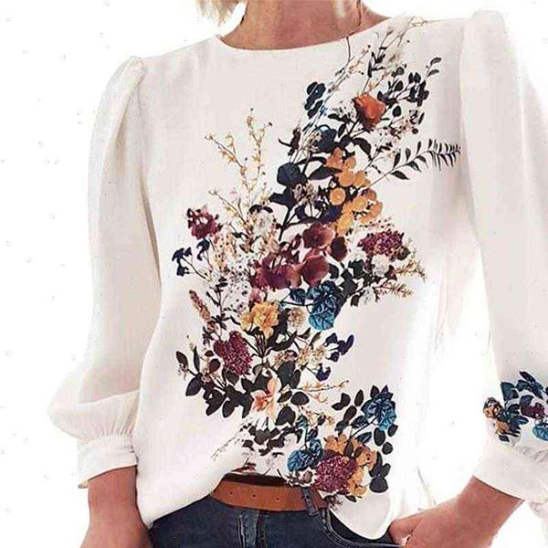 

print long sleeve blusa women shirts spring chic casual white office lady femme vintage mujer