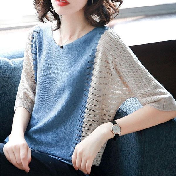 

women's sweaters batwing sleeve summer women knitted loose korea fashion pull knit 2021 knitting pullovers and sweater hollow out, White;black