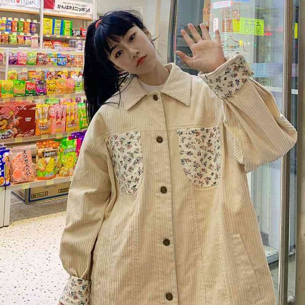 

women's blouses & shirts vintage deeptown floral shreds velvet kawaii shirt button up women's blouses autumn oversized long sleeve, White