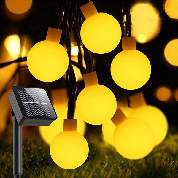 

solar lamps string lights 50led outdoor 8 modes waterproof globe crystal balls fairy party wedding christmas yard decoration