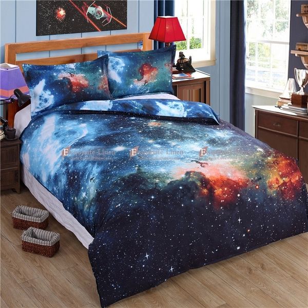 3D Hipster Bedding Set Universo Exterior Espaço Temático Galáxia Print Cama de Cama de Rosas Capa de Duveta Flast Folha Folha Caso Y200417