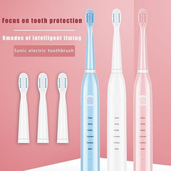 

sonic electric toothbrush 5 modes 4 brush heads usb rechargeable oral clean tooth brush removal plaques stain toothbrush