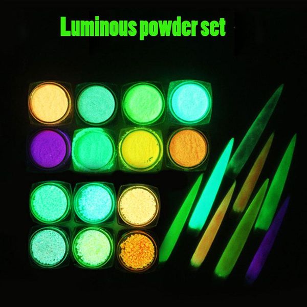 

nail glitter luminous effect fluorescent powder neon phosphor colorful art pigment longest lasting 3d glow dust decorations, Silver;gold