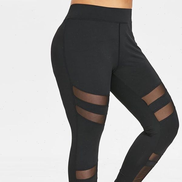 

38 plus size cropped leggings sport women fitness workout trousers women plus size solid hollow elastic waist casual leggings, Black