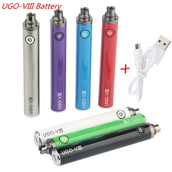 Оригинал UGO VIII 510 VAPE Battery Cartridge Batteries Ecigarettes Vapes 1300 мАч испаритель Pen E Cig Mirco USB -порт