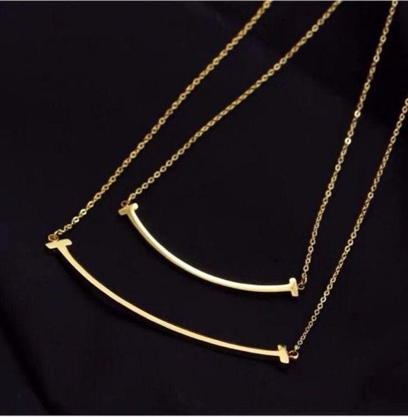 

pendant necklaces titanium steel rose gold golden smile necklace female french light luxury simple ladies, Silver