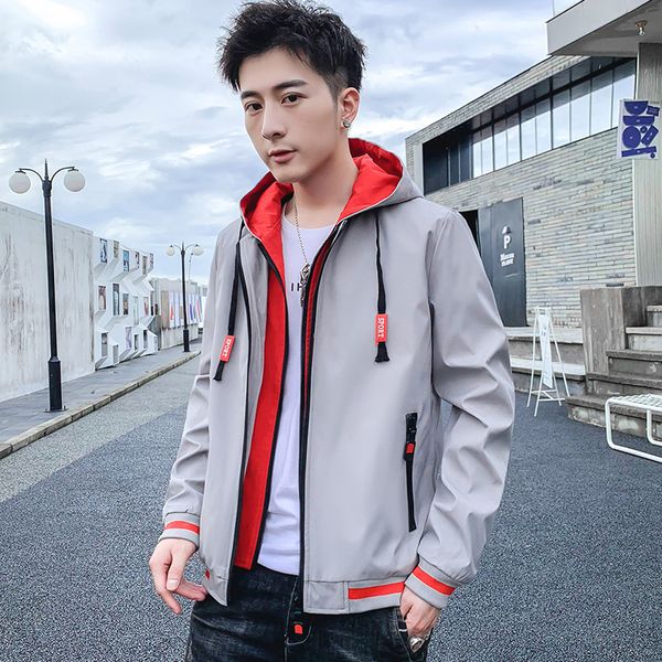 

spring 2021 new handsome jacket korean fashion casual hooded slim men's coat, Black;brown