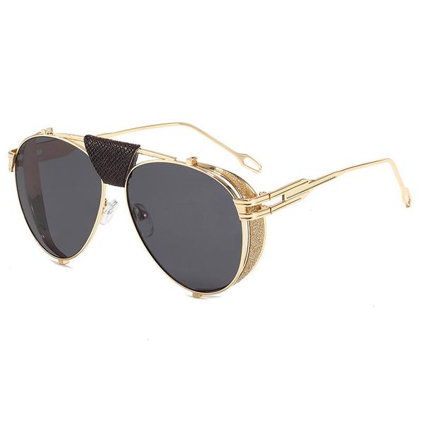 

metal oval steampunk sunglasses women men fashion vintage glasses brand design retro frame eyewear men oculos uv400, White;black