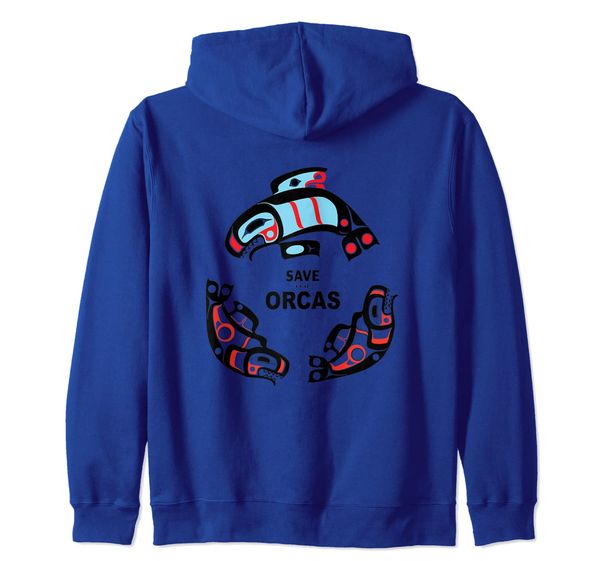

save the orcas - nw coast indian style formline design zip hoodie, White;black