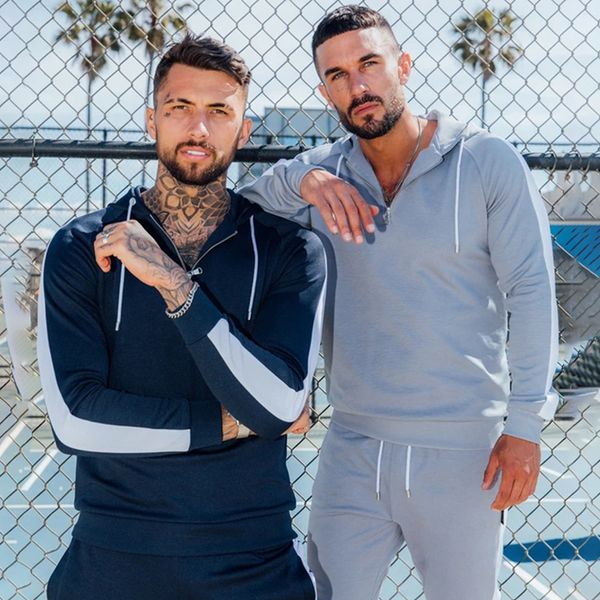 

gym clothing for men brand hoodies sport running training fitness bodybuilding sweatshirt outdoor sportswear male, White;black