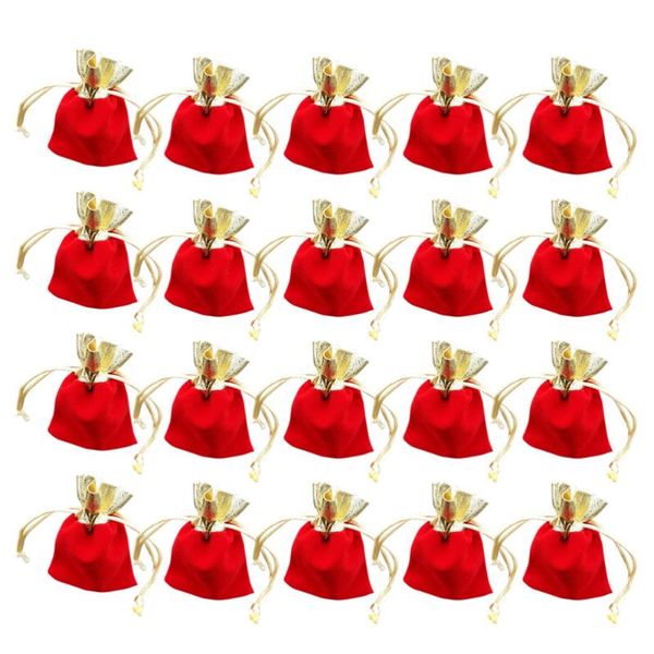 

gift wrap 10 pcs gold rim drawstring jewelry pouches red pocket wedding party christmas favor bags and golden