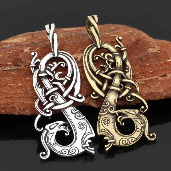 

new viking nordic charm dragon scandinavian pendant necklace, Silver