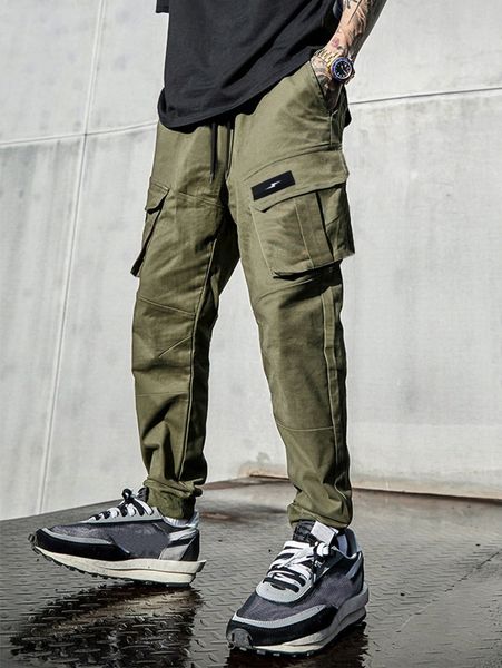 

men lightning print flap pocket side cargo pants y07y#, Black