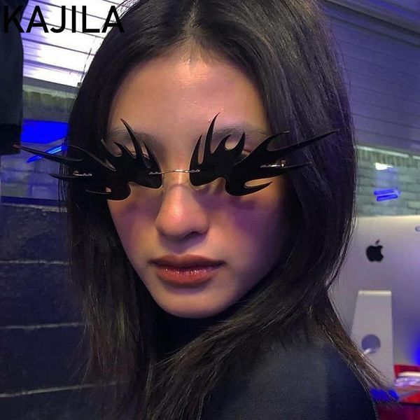 

fashion sunglasses small cat ultralight 2021 steampunk women vintage shades woman uv400 sun glasses rioms monster rimless for eye hkvwt, White;black