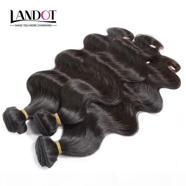 

10a brazilian virgin hair body wave 3 4bundles lot unprocessed peruvian indian malaysian human hair weave wavy natural color can bleach, Black