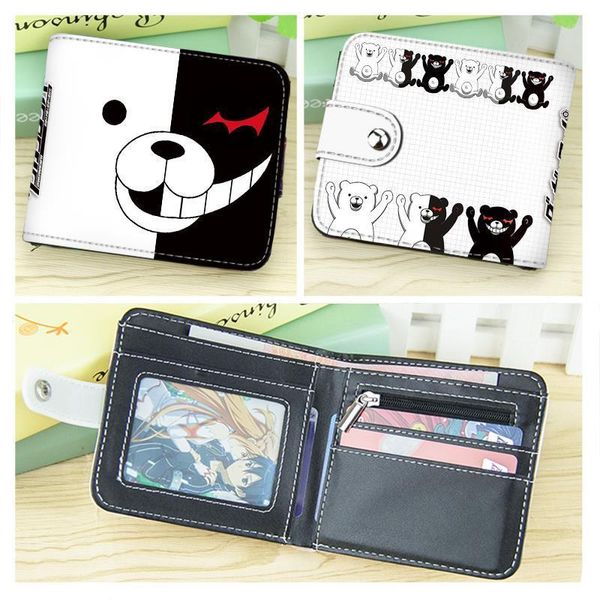 

anime danganronpa naegi makoto wallet monokuma coin purse for men women money bag, Red;black