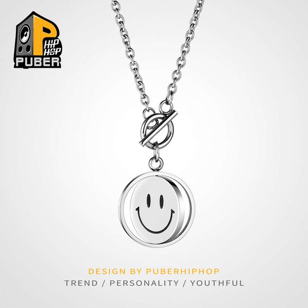 

beer ins wind smile cry face titanium steel necklace men and women clavicle fashion simple neck chain personality versatile, Silver